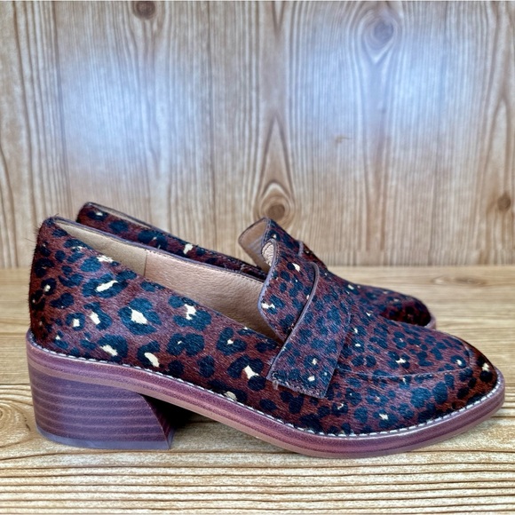 Women’s Madewell The Alex Heeled Loafer in Painted Leopard Calf Hair Sz 5 - Picture 2 of 12